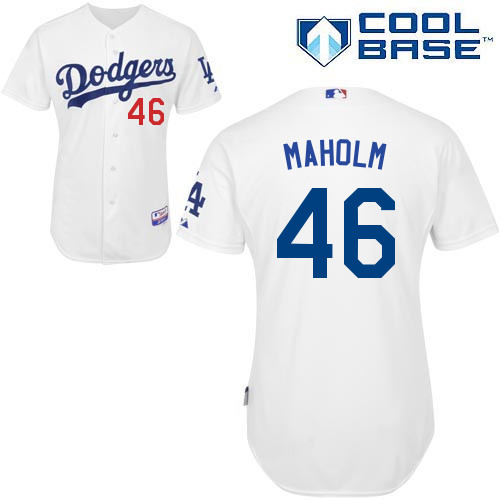 Paul Maholm #46 MLB Jersey-L A Dodgers Men's Authentic Home White Cool Base Baseball Jersey